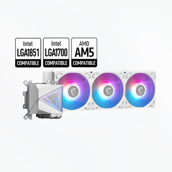 MSI MAG CORELIQUID I360 WHITE AIO CPU Liquid Cooler - Image 3