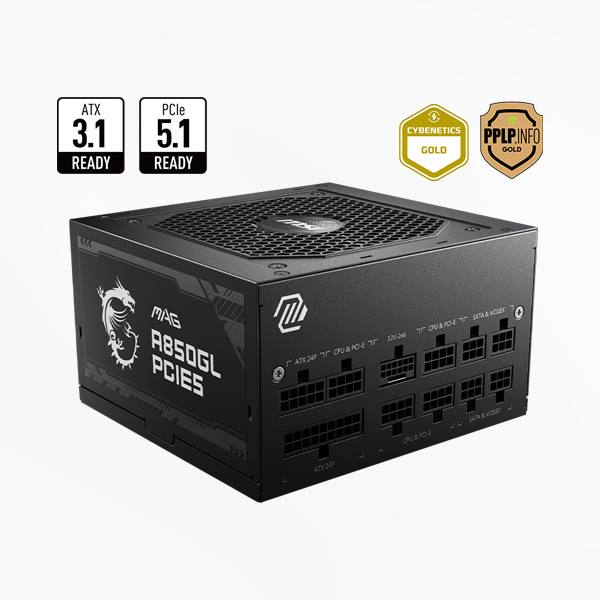 MSI MAG A850GL PCIE 5.1 ATX 3.1 850 Watt 80 Plus Gold Fully Modular - Image 4