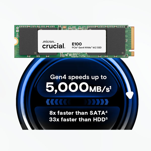 Crucial E100 480GB PCIe Gen4 NVMe M.2 ( SSD ) – leekart